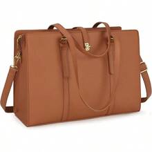 Laptop Bag For Women 15.6 Inch Leather Laptop Tote Bag Waterproof Work Shoulder Bag Lightweight Computer Tote Bag Professional Women Business Office Bag Large Travel Handbag Black - màu nâu - Xem 13