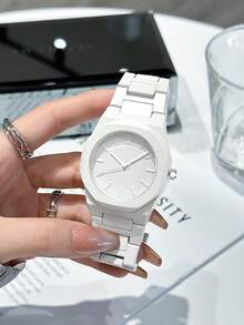 TOMI Classic Men's Student Business Matte Oil Plastic Bead Quartz Watch Set, Fashionable Men's Watch Suit Suitable For Daily Life And Holiday Gifts - White - View 9