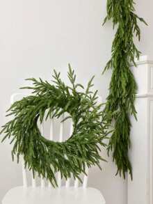 1Pc 9-Foot Norfolk Pine Christmas Wreath Features Realistic Cedar Wood And Is Suitable For Indoor And Outdoor Christmas Decorations Such As Fireplace Mantels, Tables, And Stair Railings. Ideal For Home Decor In Living Rooms, Bedrooms, And Other Rooms, It's A Perfect Choice For Christmas Decorations.