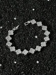 1 件男士嘻哈风格水钻方形拼接链手链，个性化日常佩戴，很棒的男友礼物