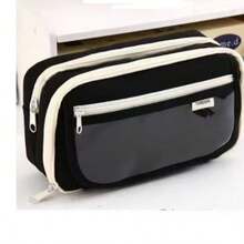 Colorful School Pencil Case, High Capacity Pencil Case - màu đen - Xem 4