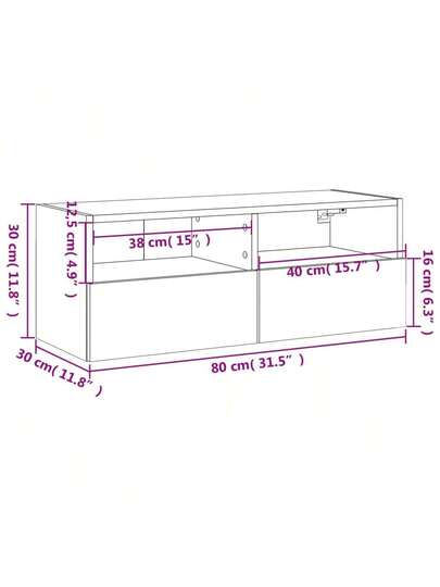 VidaXL TV Wand Unit 80x30x30 Cm, Finished Wood, Wit view 2