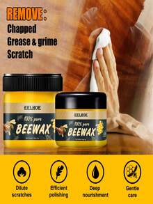 40g/80g Cera de abeja natural para pulir muebles, revestimiento protector impermeable, limpia y nutre los muebles de madera, requiere 15 horas de tiempo de absorción para una penetración profunda