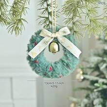 1 pièce Décoration de couronne de Noël Rideau suspendu Décoration de porte Décoration de voiture Décoration de scène Cloche de Noël Nœud Couronne de Noël Décorations de Noël Ornement suspendu Couronne de Noël avec cloches