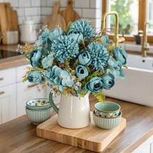 1/3 Bó hoa giả bằng lụa, hoa hồng trà, hoa cúc, cây nhựa, hoa cô dâu, ngày lễ tình nhân, cây giả, trang trí đám cưới, vòng hoa tự làm, phụ kiện trang trí hoa cầm tay cho cô dâu, trang trí xe cưới, trang trí vòm cửa sổ, nhà ở, phòng ăn, phòng ngủ, trang trí bình hoa, vật liệu trang trí tiệc sinh nhật, quà tặng năm mới - Nhiều màu - Xem 1