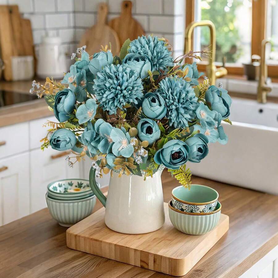 1/3 Bó hoa giả bằng lụa, hoa hồng trà, hoa cúc, cây nhựa, hoa cô dâu, ngày lễ tình nhân, cây giả, trang trí đám cưới, vòng hoa tự làm, phụ kiện trang trí hoa cầm tay cho cô dâu, trang trí xe cưới, trang trí vòm cửa sổ, nhà ở, phòng ăn, phòng ngủ, trang trí bình hoa, vật liệu trang trí tiệc sinh nhật, quà tặng năm mới - Nhiều màu - Xem 1