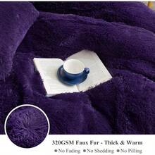 Plush Shaggy Duvet Cover Set, Ultra Soft Fluffy Bedding Sets 3 Pieces (1 Fuzzy Comforter Cover + 2 Pillow Cases), Zipper Close (, Pink), Luxury Bedding - Purple - View 4