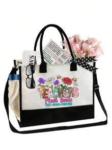 1 Set bestehend aus: Lehrer Muster Handtasche (mit Schultergurt & Kosmetiktasche), Strandtasche (mit Schal), Leopard & Regenbogen Blume Muster einfache Reise Organizer Tasche, Reise Kosmetiktasche - ideal für Outdoor-Make-up! - Verschiedenfarbig - Übersicht 17