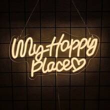 This Is Our Happy Place Neon Sign,This Is My Happy Place Neon Signs For Teen Girls Bedroom Decor,LED Sign For Wall Decor, Nightstand Atmosphere Light,Suitable For Wedding,Birthday Party,Christmas Gifts,Bar,Home,Club,Classroom Wall Decorations,USB Power Supply Can Be Reused,Easy To Install. - Multi-color light - View 13