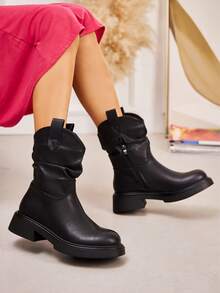 Ghete minimaliste la gleznă, la modă, versatile, casual, pentru naveta - Negru - Vizualizare 1