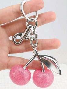 New Fashion Crystal Cherry Pendant Metal Key Chain, Suitable For Daily Wear, For Bag Accessories, Can Send Family Gifts, Friends Gifts, Classmates Gifts, Lovers Gifts, Birthday Gifts, Teachers Gifts, Souvenirs - Golden Branches Pink Peach - View 6