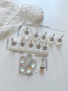 3D 亚克力极光冰透明格子美甲支架练习架美甲装饰套装，包含树脂水晶球、钻石、复古花卉激光设计，适用于 DIY、家居、户外、女性、母亲、姐妹、妻子、女朋友、婚礼、美甲沙龙、情人节