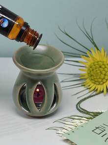 1pc Large Size Ceramic Tri-Leaf Aromatherapy Essential Oil Burner, Multi-Color Options, Holiday Gift For Christmas, Mother's Day, Thanksgiving