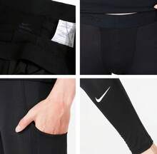 Nike 男新款訓練健身瑜珈透氣健身速乾小勾運動長褲 - 黑色 - 查看 5