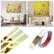 1 rollo de tira decorativa autoadhesiva de acero inoxidable, pegatina de pared de acero inoxidable con tira decorativa plana, tira decorativa autoadhesiva para techo y pared para decoración de sala de estar