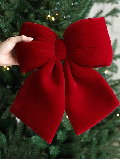 1 pezzo Fiocco in velluto per corona natalizia, fiocchi decorativi natalizi, fiocchi ornamentali per corone, fiocchi con laccio attorcigliato per confezioni regalo, decorazioni natalizie festive, decorazioni per casa, feste, recinzioni, scale, ringhiere, camini, alberi di Natale, grande ornamento natalizio in velluto, fiocchi rossi per albero di Natale