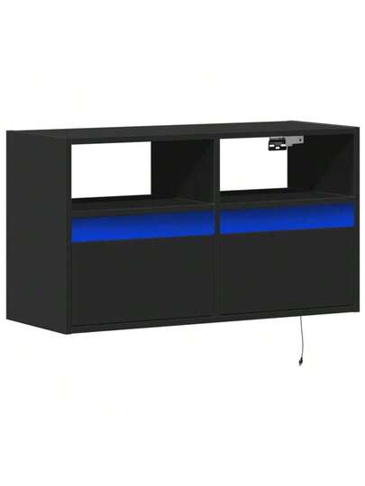 VidaXL TV Wand Unit LED Lighting 80x31x45 Cm Zwart view 3