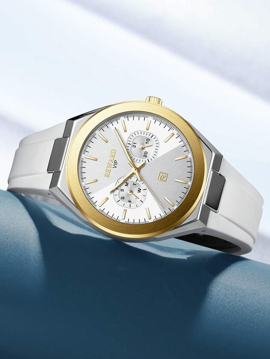 Reloj de cuarzo para hombre REWARD, estilo de moda empresarial, calendario, agujas luminosas, multifuncional, reloj de pulsera para hombre de alta calidad, regalo clásico, correa de silicona