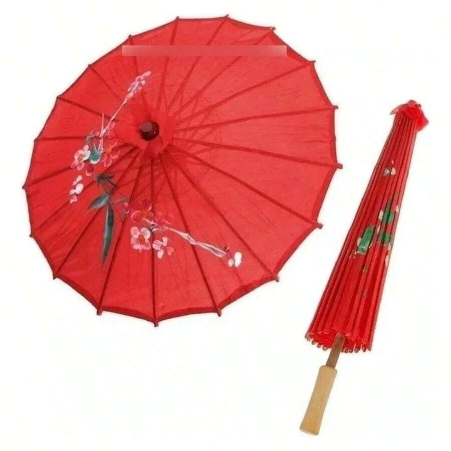 Sombrilla de bambú colorida para decoración de bodas, tela de sombrilla de bambú estilo chino H G Q - Rojo - Ver 1