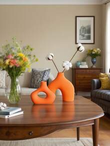 Juego de 2 jarrones de cerámica negra CEMABT para decoración minimalista y bohemia moderna, jarrones redondos mates con forma de rosquilla para pampas, perfectos para decorar la sala de estar, mesa de comedor, oficina, dormitorio, estantería, entrada, consola, decoración del hogar, jarrón de flores, jarrón de vidrio