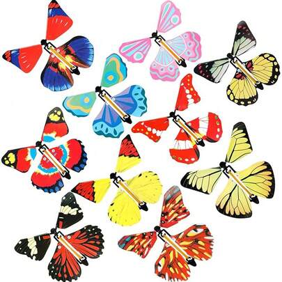 1/5/10/20/30/72 Packs Flying Butterfly Card Surprise Wind Up Butterfly In The Book, Halloween, Christmas, Valentine's Day Favors, Rubber Band Powered Gift Butterfly Fairy Flying Toy Great Xmas Gifts Surprise Gift Teacher Appreciation Gift(Random Colors)