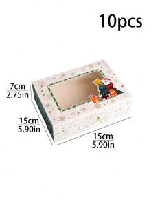 5pcs/10pcs Christmas With Transparent Display Windows, Christmas Pastry Box, Biscuit Box, Creative Bread And Muffin, Christmas Gift Packaging Box - Large - View 20