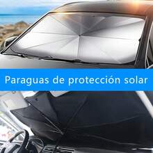 Sombrilla retractil para sol y calor delanteras para parabrisas de coche visera parasol protector solar frente coche plegable facil uso compacto protege interior coche reduce calor y proteccion contra rayos UV compatible con la mayoria de vehiculos - Negro - Ver 3