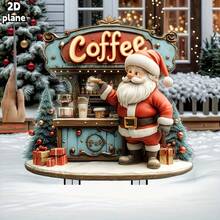 Charming Christmas Yard Decoration Set - Santa Claus Coffee Shop, Suitable For Outdoor Holiday Display