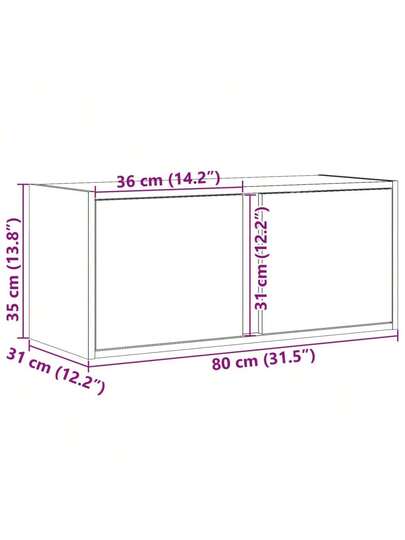 VidaXL TV Wand Unit LED Lighting 80x31x35 Cm Zwart view 2