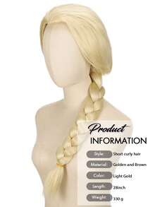 1pc Cosplay Wig With Single Braiding Hair Cartoon Style Costume Prop For Role-Playing,Halloween, Dress-Up Parties,Birthday Celebrations,Gift For Daughters,Suitable For Performances,Festive Gatherings,Halloween Events