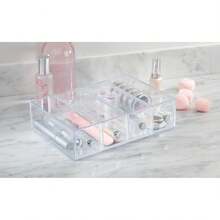 Caja con compartimentos |   Caja de maquillaje con 4 cajones |   Organizador de maquillaje o artículos de oficina |   Plástico transparente - Torre abatible de 4 cajones - Ver 3