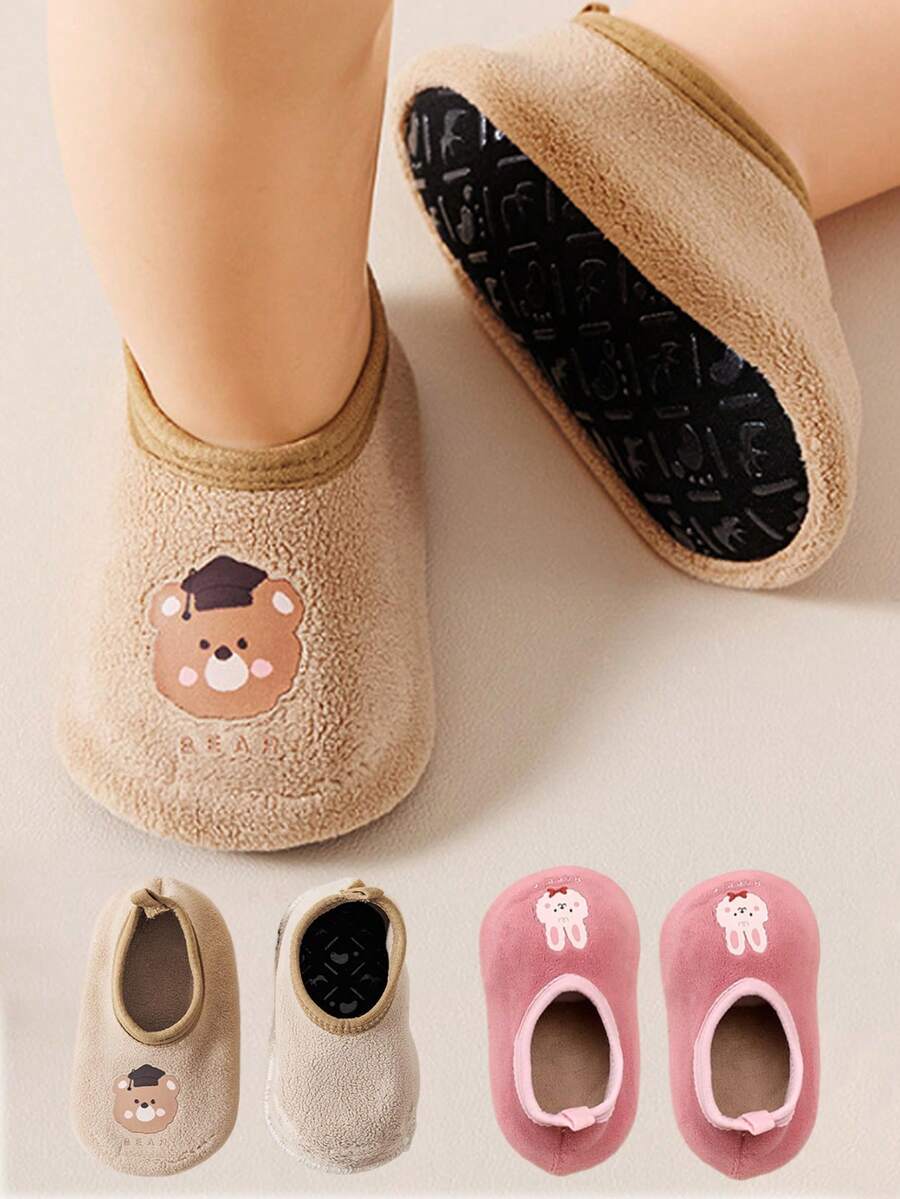 1Pair 6-12M,1-2Y Baby Kids Boys Girls Cartoon Newborn Baby Non-Slip Socks Thickened Warm - Fall/Winter New - Multicolor - View 1