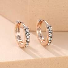 1 Đôi bông tai bạc đính đá mã não hai màu và đá zirconia lấp lánh, trang sức đồng cổ điển thanh lịch, phụ kiện hàng ngày. - Hoa tai - Xem 6