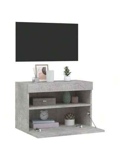 VidaXL TV Wand Unit LED Lighting 60x30x40 Cm Concrete Grijs view 7