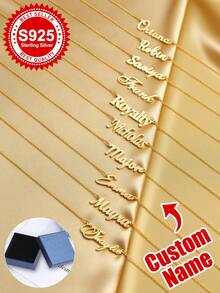 1pc S925 Sterling Silver Custom Name Necklace - Personalized Jewelry With Cursive/Script Fonts - Ideal Gift For Girlfriends, Besties & Self - Perfect For Birthdays, Anniversaries & Daily Chic Outfits