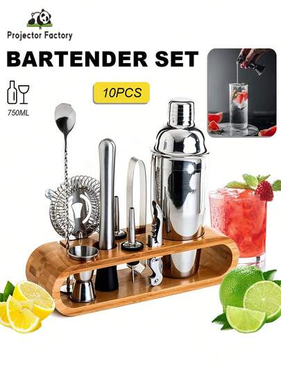 LIPETY 10-Piece Bar Tool Set With Bamboo Stand | Perfect Home Bartending Kit And Martini Cocktail Shaker Set ,Elegant Home Bar Set For Mixology, Housewarming Gift For Bartenders & Home Entertaining, Bartender Accessories, Bar Accessories