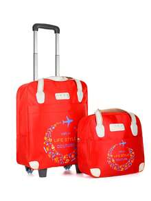 2-Piece Carry-On Luggage Set Wheeled Backpack & Duffel Bag For Travel With 360° Spinner Wheels, Airline Approved - Đỏ - Xem 2