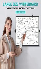 Dry Erase White Board, Cazeyoo Magnetic Desktop Whiteboard 16 X 12inch With Stand, 10 Markers, 4 Magnets And 1 Eraser, Portable Double-Sided White Board Drawing, Office, Home, School - Black - ColorA - 查看 6