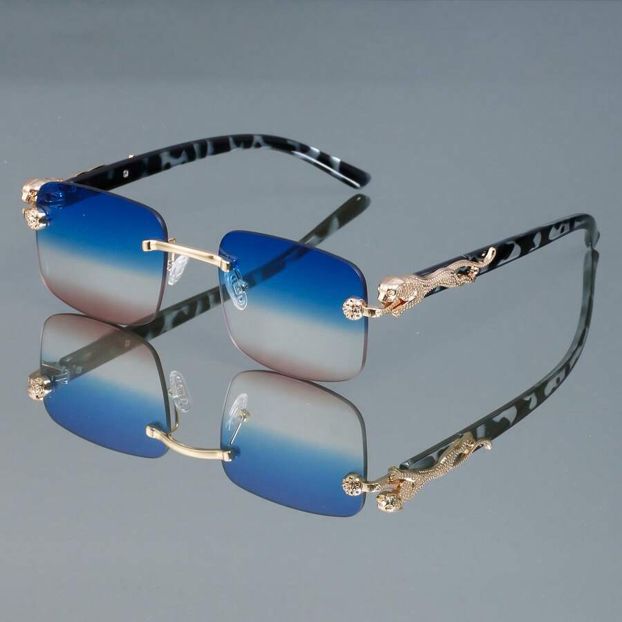New Fashion Retro Rectangular Rimless Glasses For Women And Men Simple ...