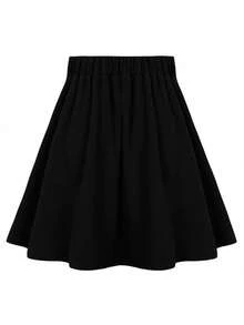 Keke Bloomly 新款加大码女式纯黑色高腰半身裙，适合秋季、春季、夏季穿着，都市风格，时尚百搭，可用于休闲、工作、约会、派对、返校等各种场合。 - 黑色 - 查看 9