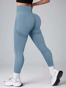 1 件女士无缝新款运动瑜伽高弹健身紧身裤，适合跑步、骑行、健身等各种运动场景