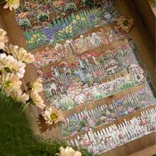 Zestaw 10 naklejek z motywem roślin oceanicznych w stylu vintage, długie paski z różnych materiałów do scrapbookingu, prowadzenia dziennika i majsterkowania - Wielokolorowe - Zobacz 7