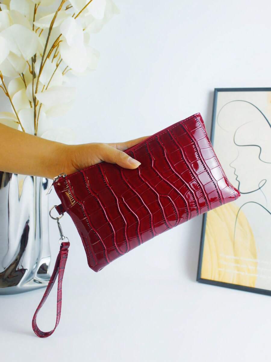 Crocodile Pattern Women's Wallet, Casual Women's Clutch Bag, Fashionable Retro Phone Bag, Handbag, Coin Wallet, Evening Bag