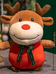 1 Stück Weihnachts-Rentier mit roter Nase Plüschpuppe, das erste Geschenk für Jungen und Mädchen zum Neujahr