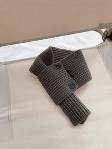 Kids Autumn/Winter Knitted Cross Scarf, Infant Multi-Functional Warm Wool Neck Warmer, Baby Boys/Girls Decorative Scarf - Scarf Button Color Random - Multicolor - View 6