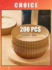 200/100 Pieces 8"/6.3" Disposable Air Fryer Mat, Square/Round Air Fryer Paper Liners, Paper Bowl For Basket, Baking Tray, Oven Accessories, Cooking Tools, Kitchen Utensils, Kitchen Accessories