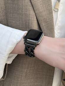 1条不锈钢表带，兼容 42mm、38mm、40mm、41mm、44mm、45mm、46mm、49mm，时尚智能手表替换表带，适用于Series Ultra2、Ultra SE2、SE 11、10、9、8、7、6、5、4、3、2、1，可作为学生返校礼物 - 黑色 - 查看 8