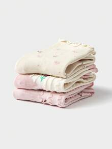 Balabala Calcetines para niñas, nuevos de otoño, de media caña, estampado jacquard, paquete de 3 - Tonos rojos y blancos. - Ver 2