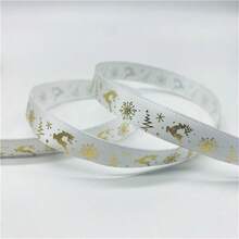 5yards 10mm Christmas Ribbon Printed Christmas Polyester Ribbon For Handmade Design Christmas Decoration Gift Packing