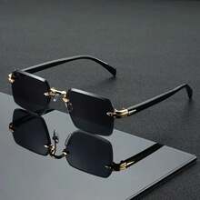 1 Pair Frameless Cut Edge Square European And American Fashion Glasses - Multiple Colors Available Suitable For Men And Women Party Photography Personality Retro Accessories - C4 - View 4